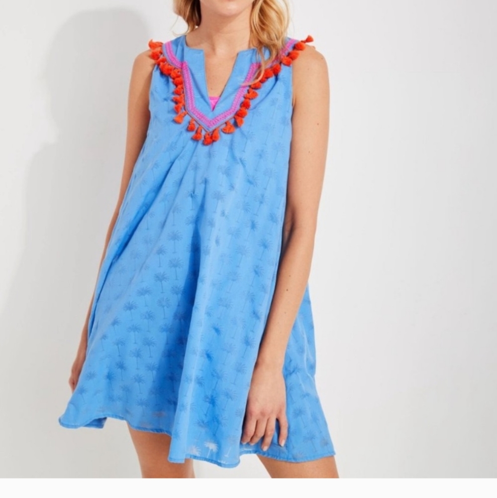 Vineyard vines Blue Sleeveless Top with Orange and Pink Trim